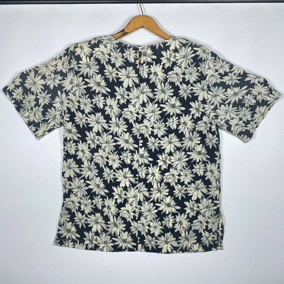 Vintage 70s 80s Giovana floral Patter s/s Rayon blouse top Sz Medium Made in USA - Picture 7 of 10